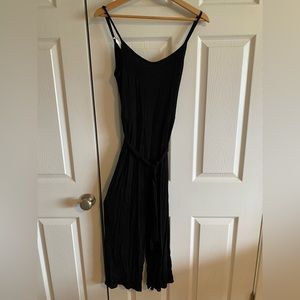 Black stretchy jumpsuit with belt